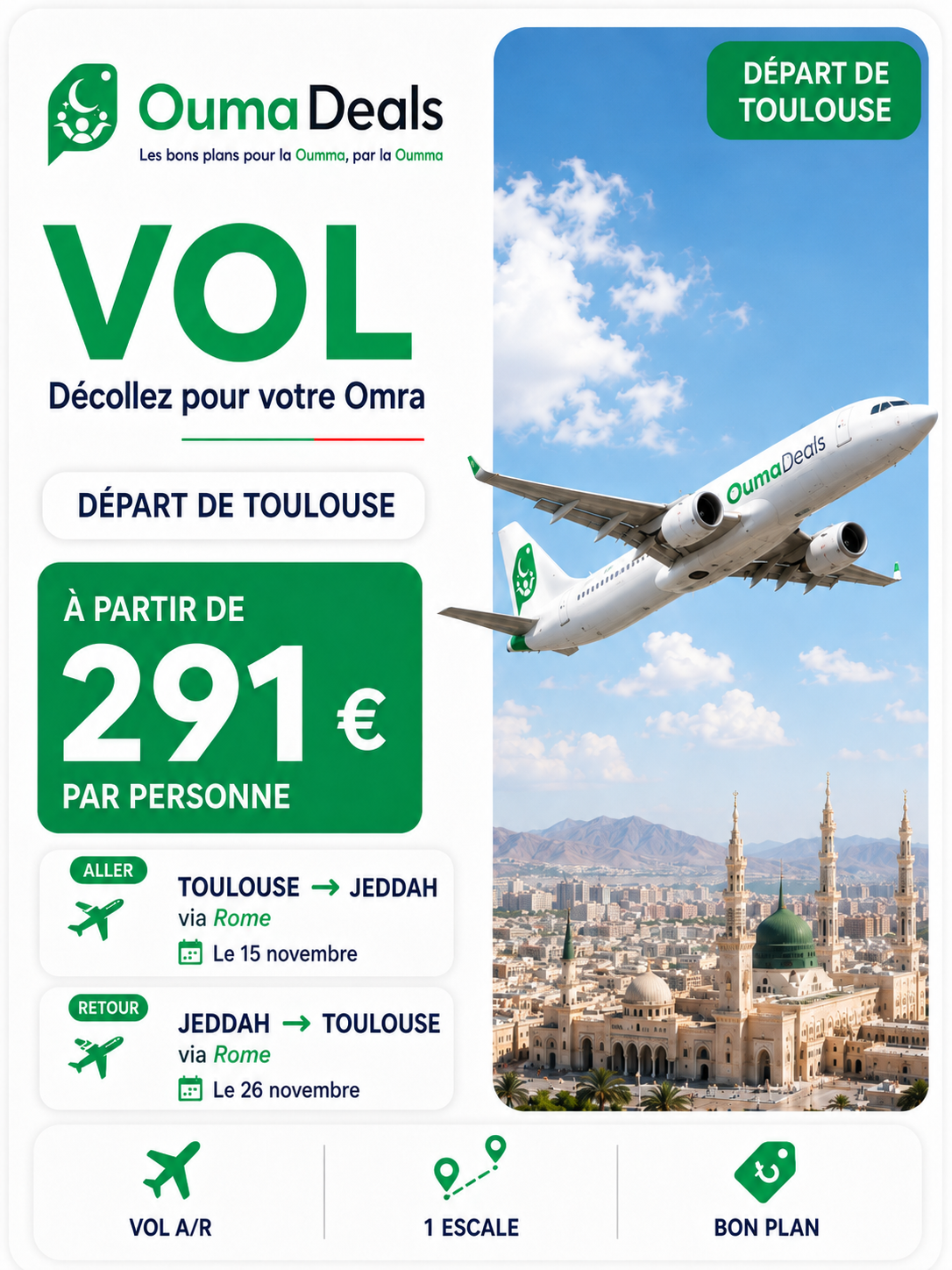 VOL A/R Toulouse vers Djeddah
