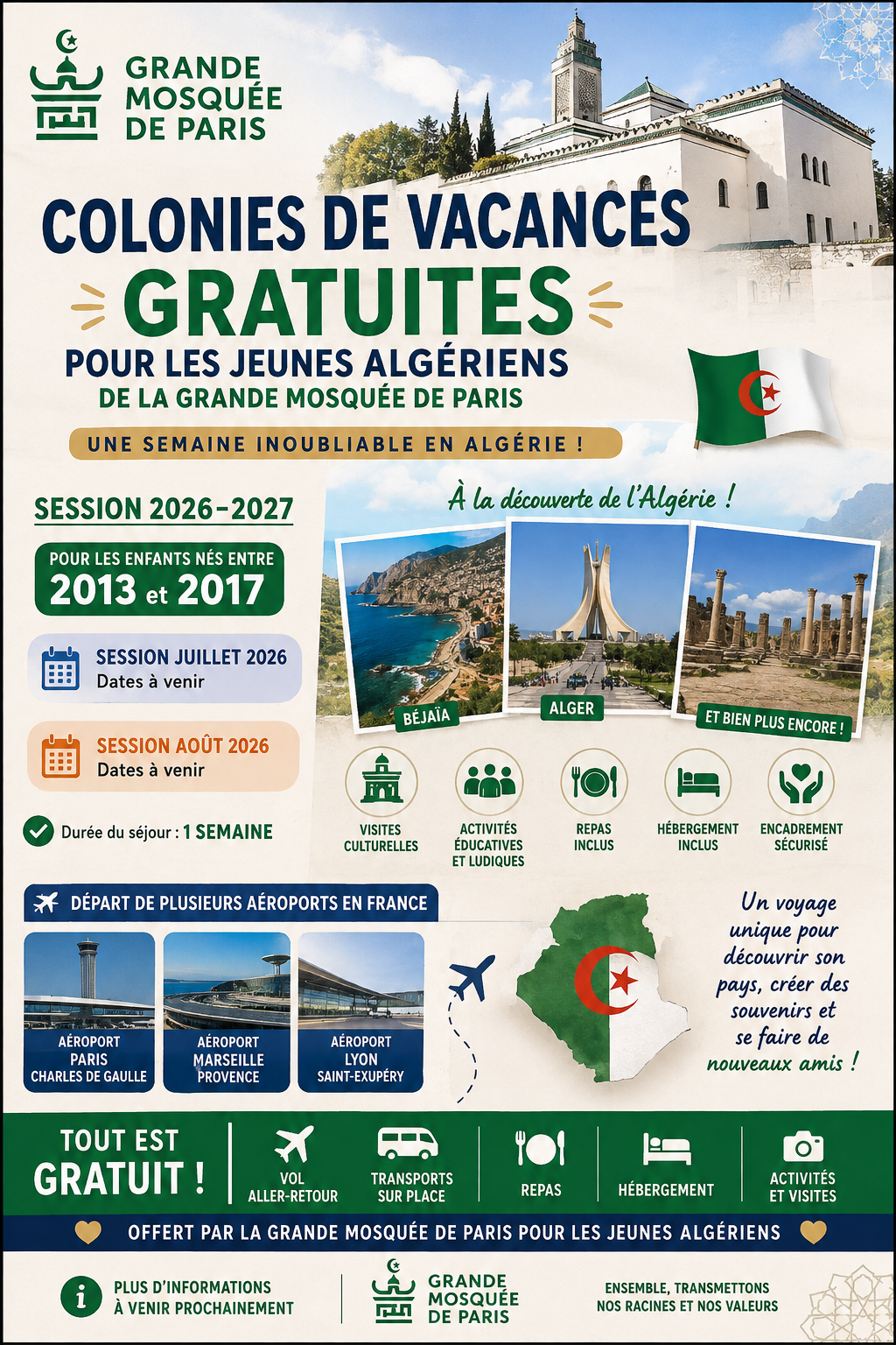 Colonie de vacance en algérie Gratuite