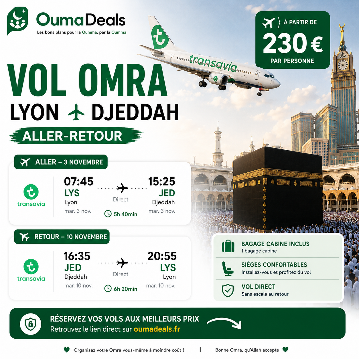 vol pour votre Omra au départ de Lyon