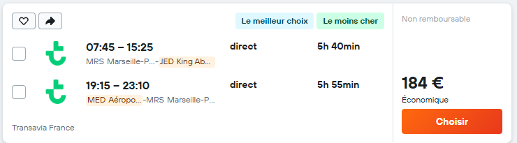 Profitez d'un vol aller-retour direct Marseille ↔️ Djeddah / Médine avec Transavia