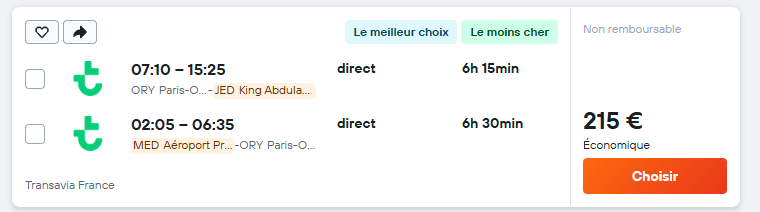 Paris -> Djeddah et retour de Medine a Paris à seulement 215e