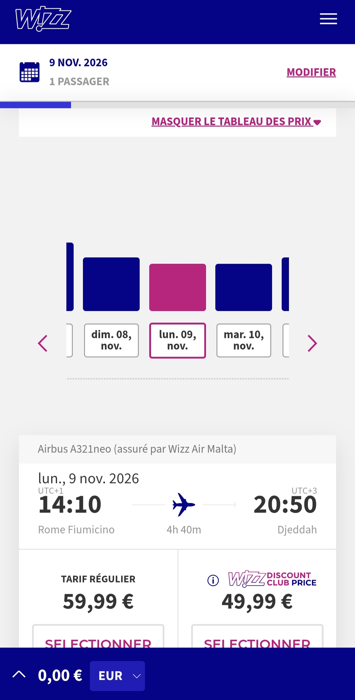 Vol Rome vers Djeddah avec wizzair