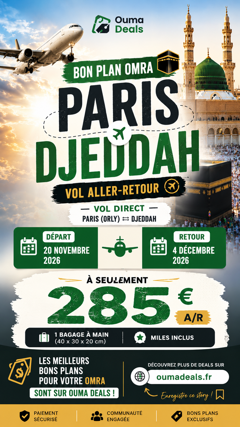 Vol A/R PARIS -> Djeddah 285e