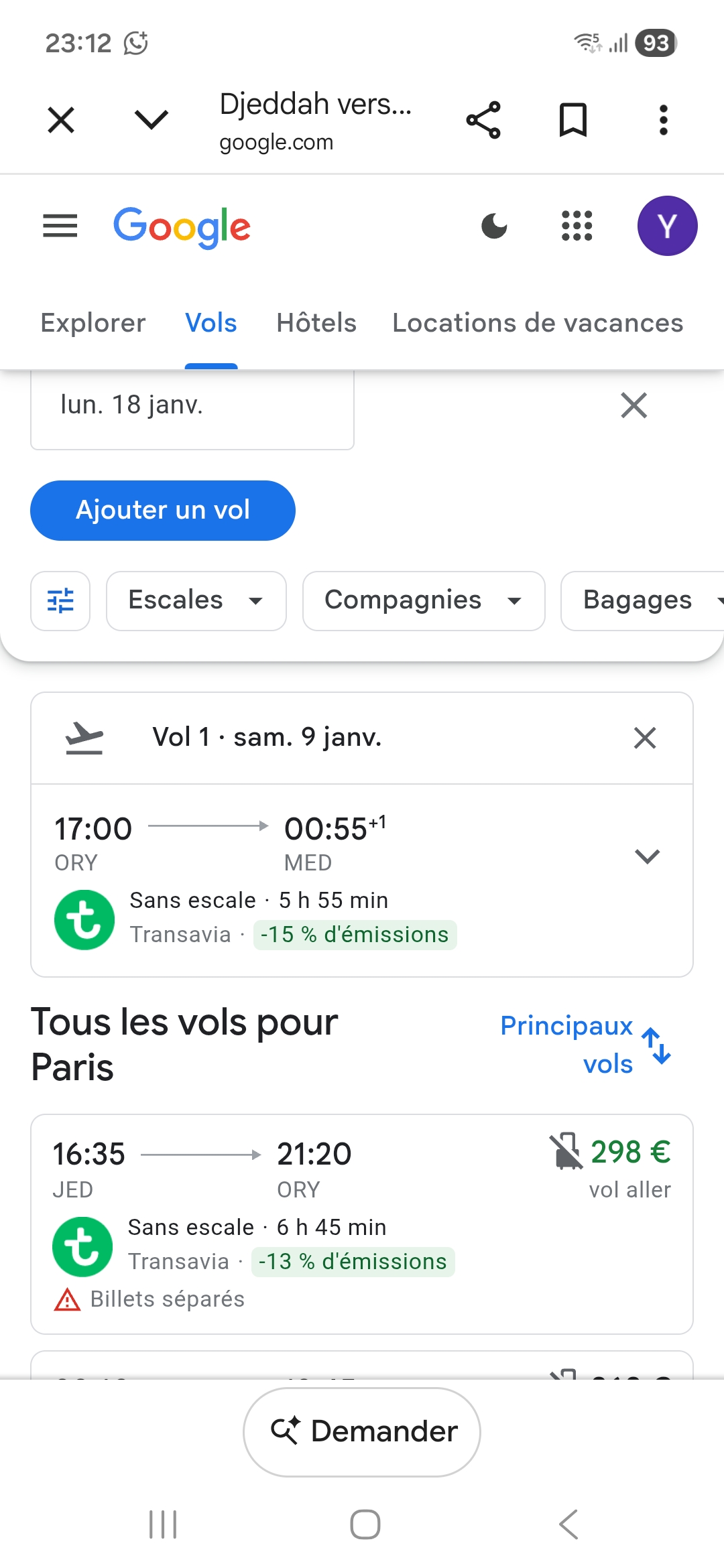 Paris/medine. Djeddah/paris