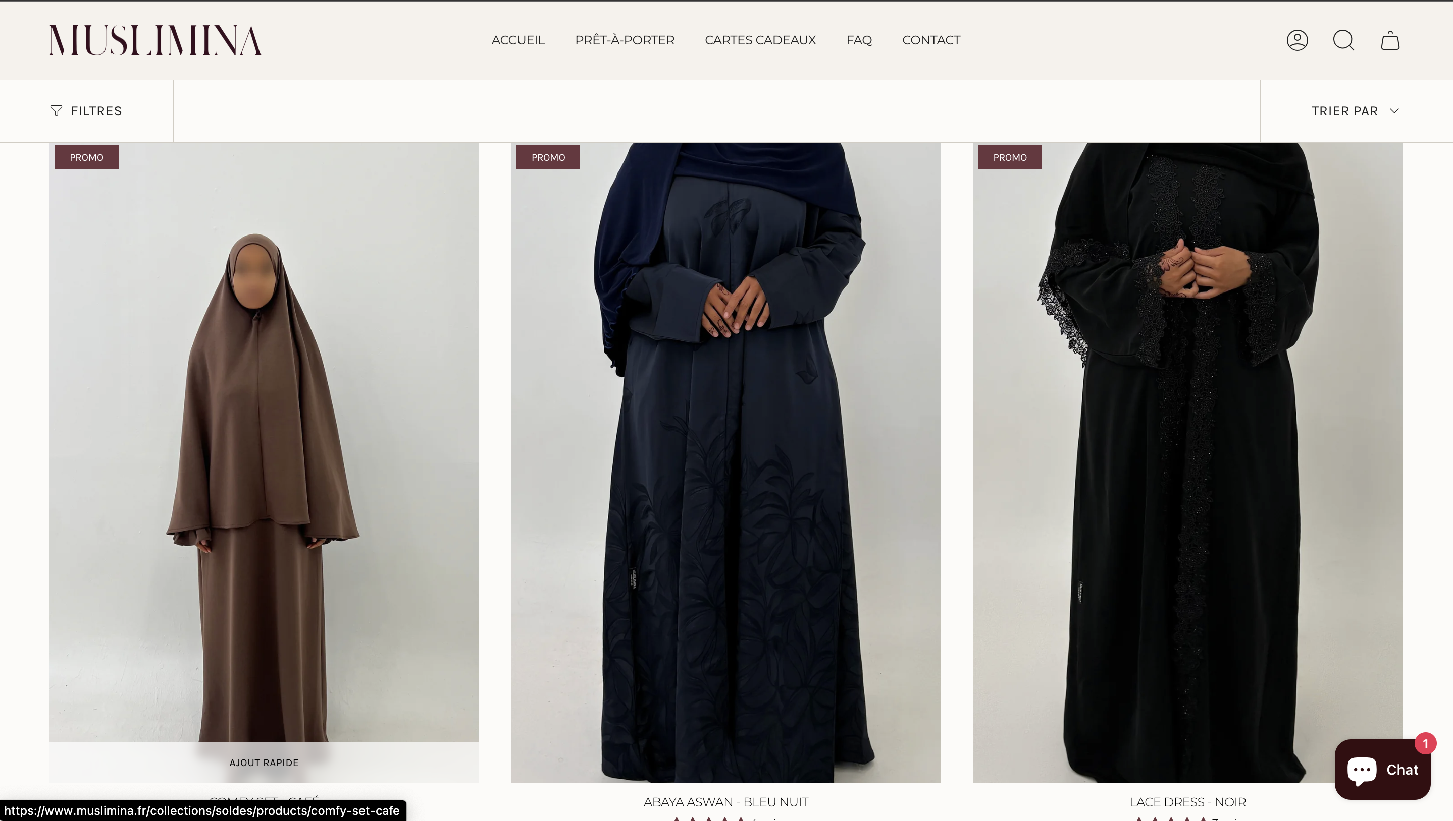 Jusqu'a -50% sur les jupes / Abaya / Manteau chez muslimina.fr