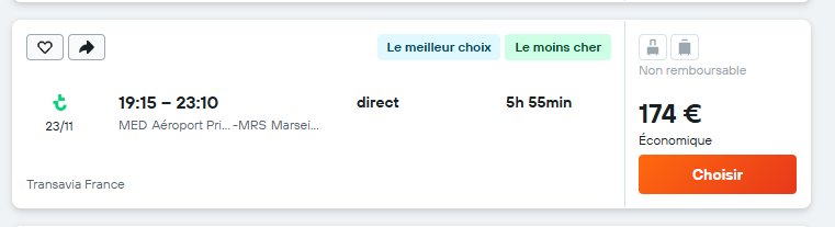 Vol de Medine  -> Marseille le 26 novembre